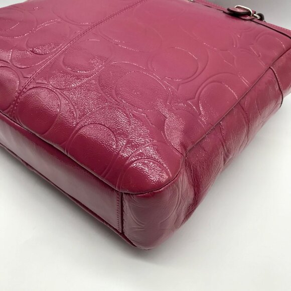 Coach Purple Patent Leather Gallery Embossed Tote Bag F19818 - Picture 6 of 11